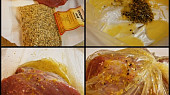 Hovězí na pomeranči a citronovém pepři v papiňáku, část použitých surovin+naložené maso