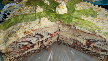 Mramorový dort s čokoládovým krémem, díky za recept, takhle se dílo podařilo mé maličkosti