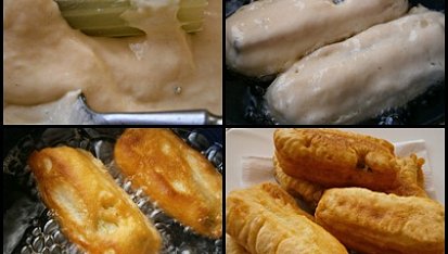 Řapíkatý celer plněný,v těstíčku smažený, Obalíme v těstíčku a smažíme ve větší vrstvě oleje.Po usmažení dáme na papírovou utěrku odsát přebytečný tuk.