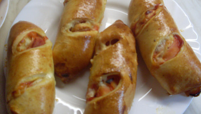 Šunkové rohlíky, jako pizza