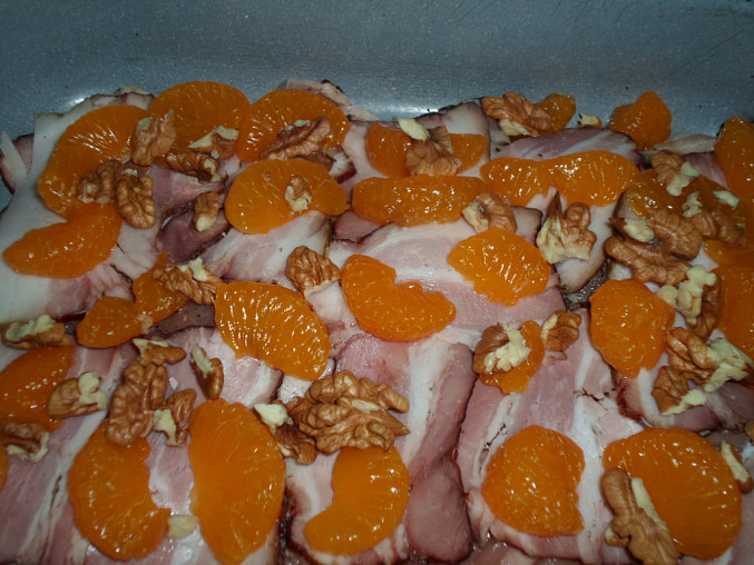 Romadurovo-mandarinkové kuřecí řízky, přidáme trochu ořechů..