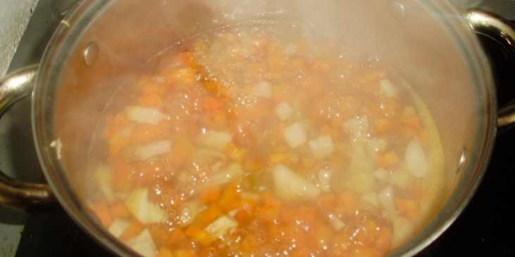 Rychlá polévka z mrkve a křenu (Mrkev a křen vaříme ve vodě)