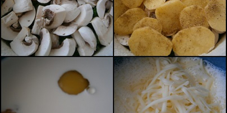 Zapečená brokolice se žampiony a bramborami (Další vrstva jsou žampiony a opět brambory,které…)