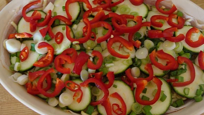 Zapečené špecle s kuřecím masem a zeleninou, Přidaná zelenina