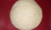 Celokváskový pšenično-žitný chléb (Fáze 4 - překlopení na plech (měla jsem méně omoučeno,tak to šlo hůře a došlo k malé deformaci))
