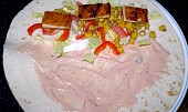 Tortilla placky se sojovým masem a dresingem - vegan, varianta II.