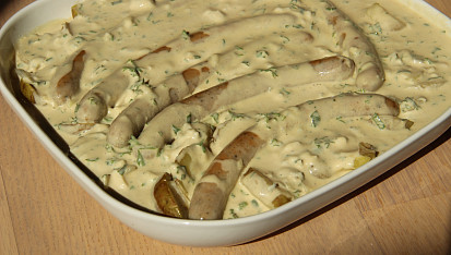 Zapečené bavorské  klobásky