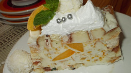 Bombastický  dortík z  roládek,   ovoce a tvarohu