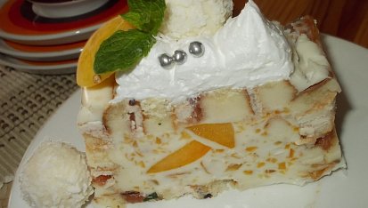 Bombastický  dortík z  roládek,   ovoce a tvarohu