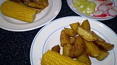 Kukuřičný klas s pečenými brambory – vegan