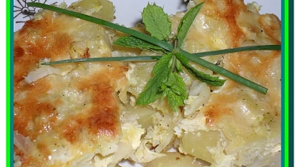 Uhlířina zapečená s květákem