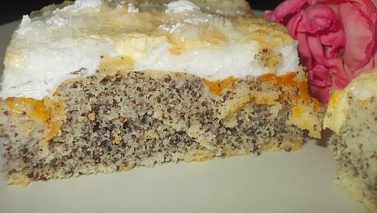 Bublanina   s meruňkami,  mákem a  sněhovou čepicí