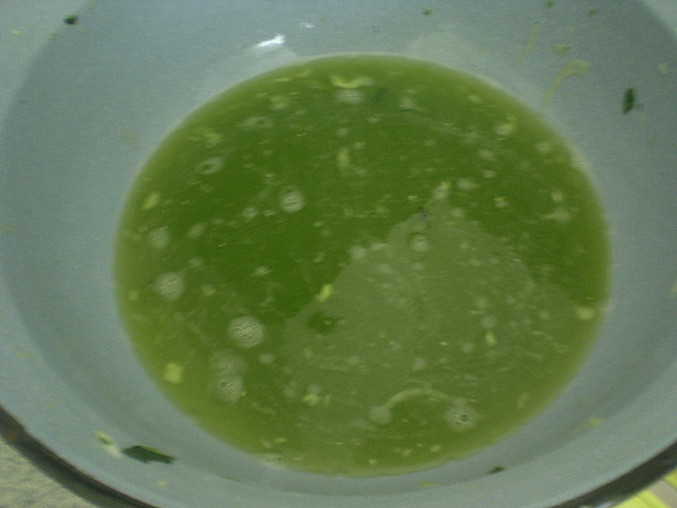 Flamendrova čalamáda, vymačkaná voda z okurek