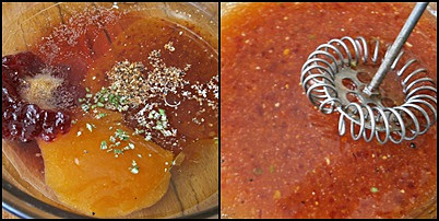 Kuřecí prsa v marinádě z okořeněné marmelády (Z uvedených surovin si připravíme marinádu)