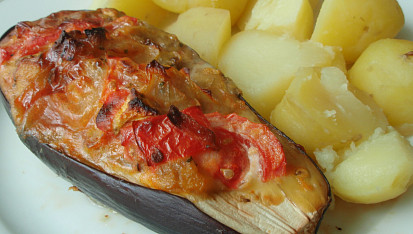 Zapečený lilek s tvarůžky a rajčaty, Zapečený lilek s tvarůžky a rajčaty