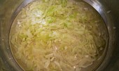 Zelný salát“rychlovka“,jako příloha na talíři (Scezené zelí dáme do ochucené studené vody a necháme 10 minut marinovat)