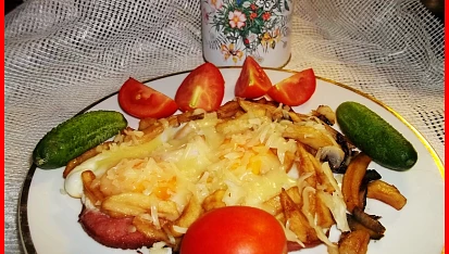 Hranolkový hemenex - večeře, když zbydou hranolky, Dobrou chuť!