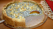 Křehký máslový koláč s tvarohem, mákem a broskvemi