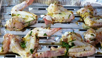 Křidýlka pikantně na bylinkách, na grilu