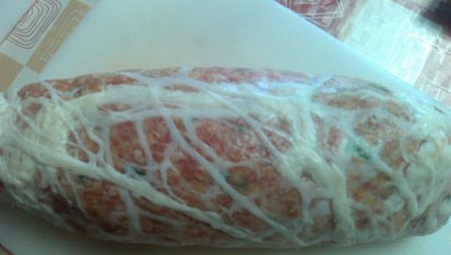 Mleté maso v tukové vepřové bláně (bránici, košilce, závoji, necu), v bláně