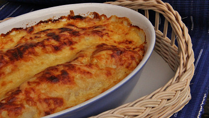 Palačinky s houbami zapečené s omáčkou Mornay ( Ficelle Picarde)
