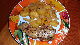 Pikantní pečené brambory s cibulí a česnekem
