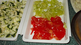 Smažené řízečky z cukety, květáku, paprik a rajčat