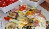 Špenátovo-cuketová omeletka se slaninou / k  snídani /