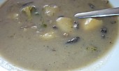 Houbová polévka s pórkem, brokolicí a řapíkatým celerem