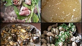 Kuřecí srdíčka na hříbkách, Srdíčka uvaříme doměkka.Na orestovanou cibuli dáme hříbky a podusíme.Přidáme srdíčka a bylinky