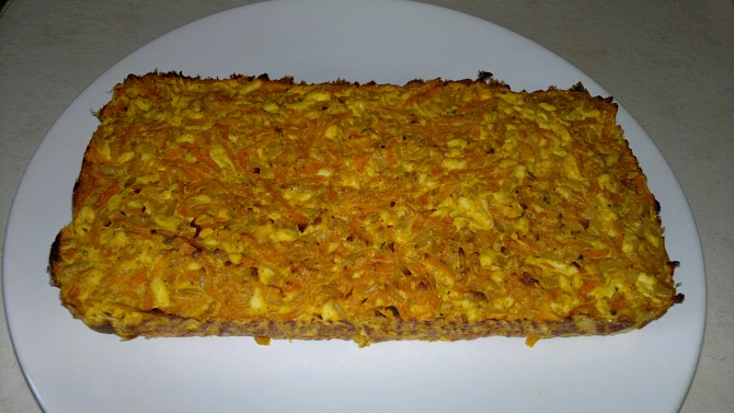 Mrkvový nákyp - absolutně zdravý, Hotové :-) na talíři připravené k snědku ...