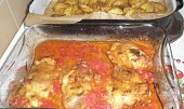 Zapečené kuřecí s lilkem a rajčaty