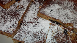 Moučník  s  čokoládou, brusinkami a  oříšky