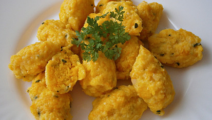 Noky (špecle) knedlíčky bramborovo-dýňové, Vykrajované lžičkou