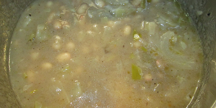 Polévka z hlávkového zelí a fazolí - hustá (vaříme fazole...)