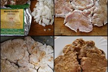 Plátky masa nařízneme,okořeníme,na cibuli orestujeme a podusíme.Maso ze šťávy vytáhneme