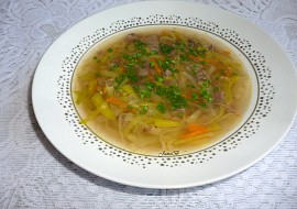 Hovězí polévka s pórkem a masem