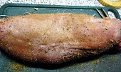 Plněný králíčí hřbet, okmínovaný balíček