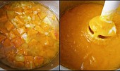 Dýňovo-celerová polévka/krém, Uvařenou zeleninu rozmixujeme ponorným mixérem