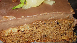 Křehký perník s  kávou, ovocem a karamelovým pudingem