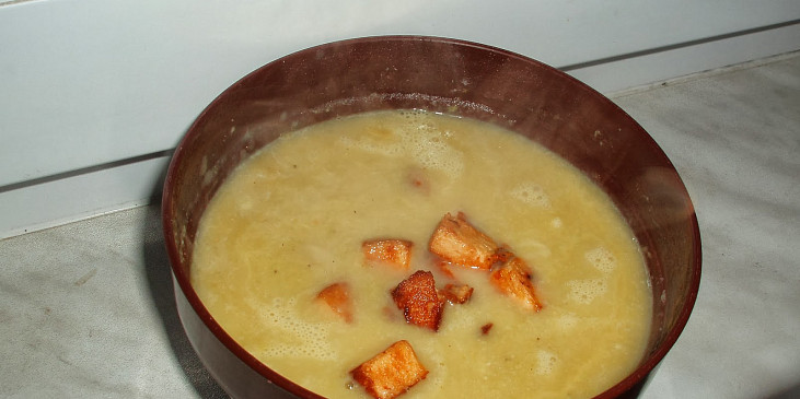 Krémová pórková polévka s tofu a sýrem