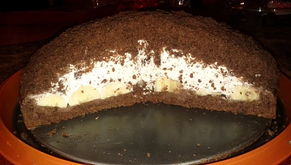 Krtkův dort (podle mého), nevydrzeli jsme cekat, takze se rozkrojil drive a fakt mnamka :-) testo nema chybu ;-)