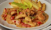 Kuřecí nudličky s červeným (růžovým) pepřem a gorgonzolou