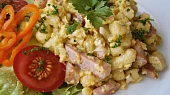 Špecle s uzeninou, mozzarellou a vejci