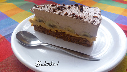 Čoko-karamelový řez s restovaným banánem