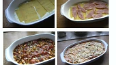 Lasagne s krůtím (kuřecím) masem a dvěma omáčkami