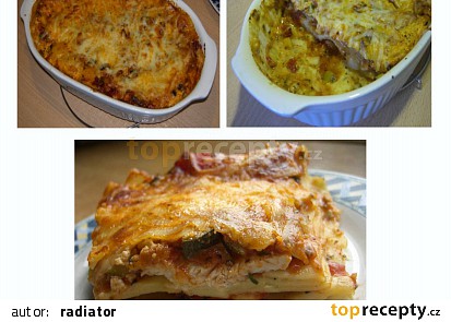Lasagne s krůtím (kuřecím) masem a dvěma omáčkami