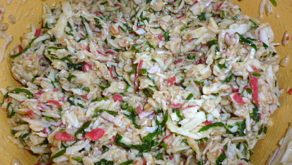 Placičky ze surimi, vloček a špenátu
