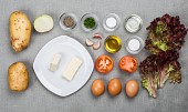 Venkovská omeleta se sýrem Brie a bramborami