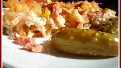 Zapékané těstoviny s párkem